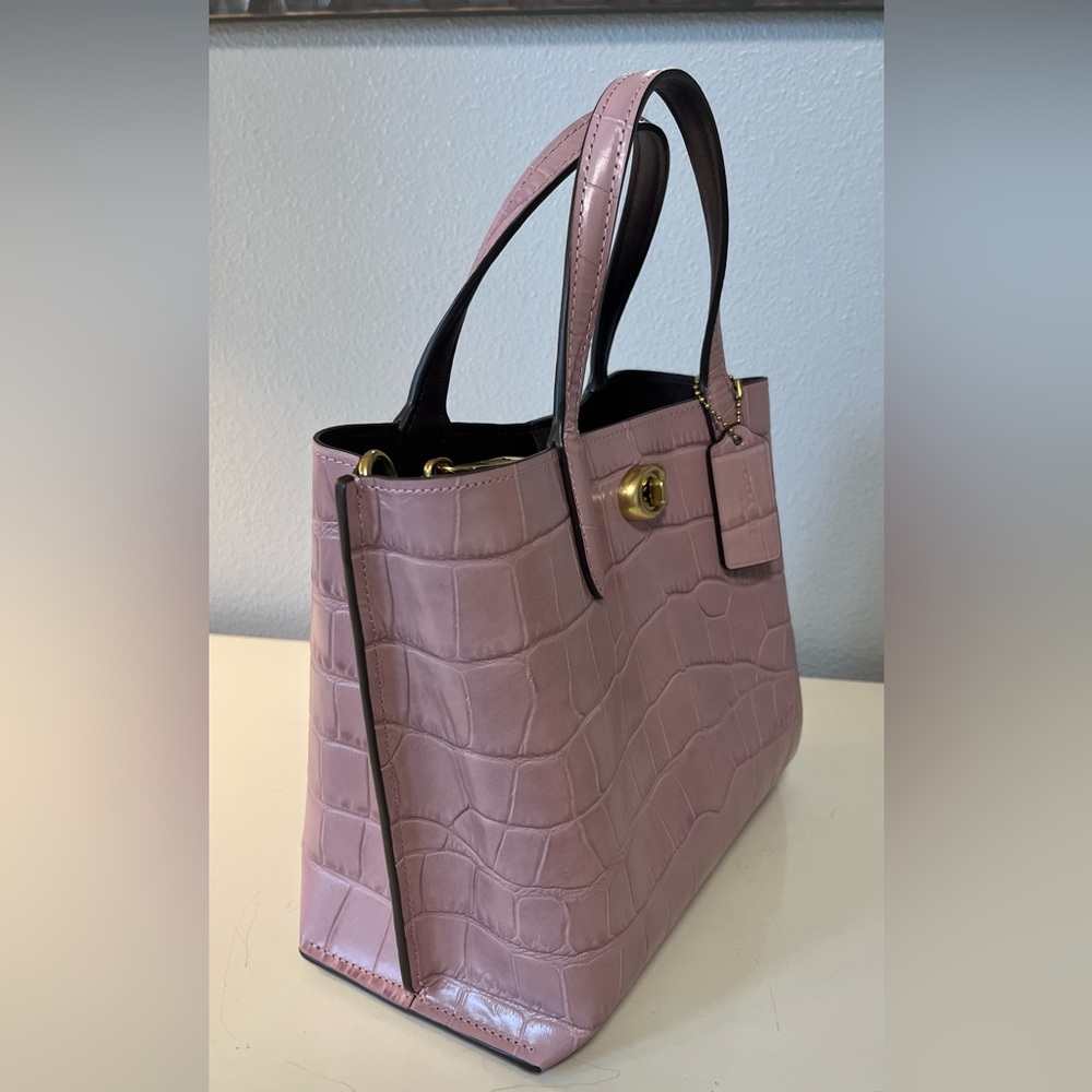 Coach Willow Tote Ice Purple crocodile embossed leather crossbody purse ￼ - Picture 5 of 16
